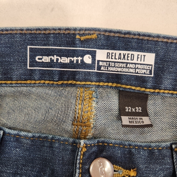 Carhartt Relaxed Fit Bootcut Rugged Flex Stretch Jeans - Mens Size 32x32 Blue - Picture 6 of 13